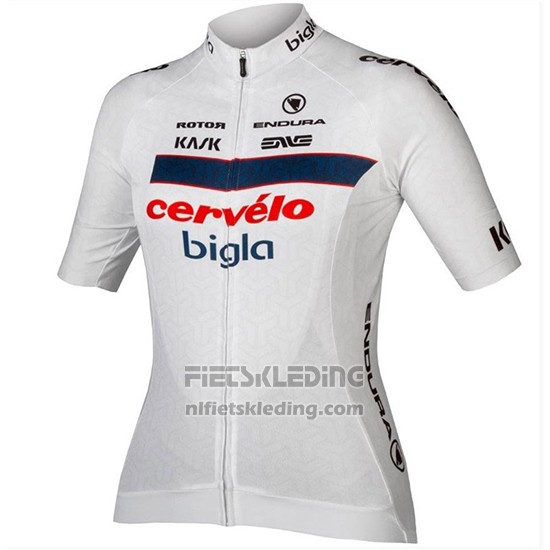 2018 Fietskleding Cervelo Bigla Wit Zwart Korte Mouwen en Koersbroek